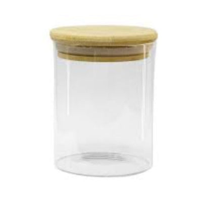 | Pote de Vidro Hermético 65*80 mm C/ Tampa de Bambu