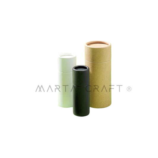 Embalagem de Tubos de papelão com base push-up  40x102 mm  (108 ml) -  com forro resistente à água - Kraft preto, branco e marrom