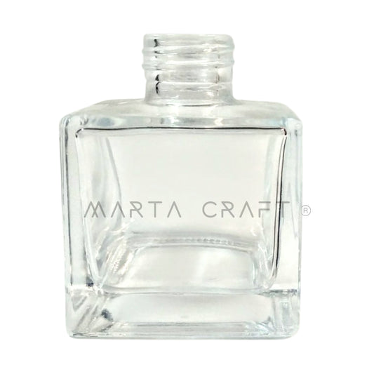 Frasco Vidro Transparente Difusor Quadrado rosca - 200 mL - Sem tampa