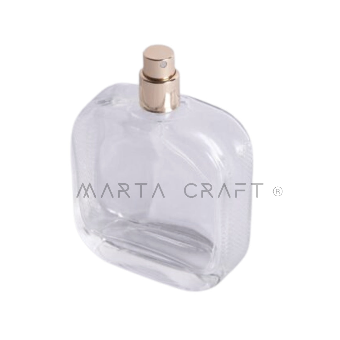 Frasco Vidro Transparente  com rosca Válvula dourada. Sem tampa. /100 ml