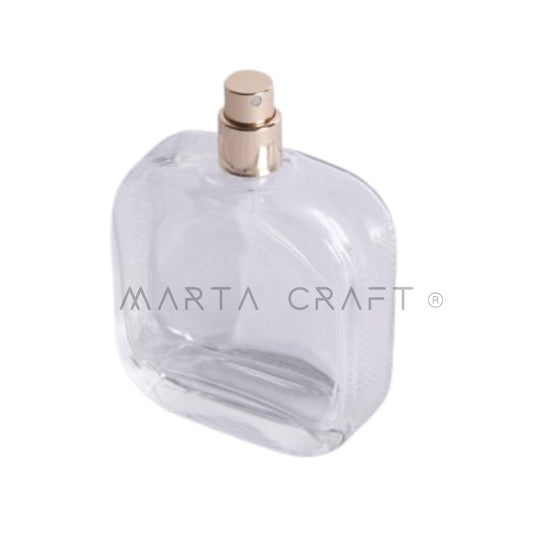 Frasco Vidro Transparente com rosca Válvula dourada. Sem tampa. /100 ml