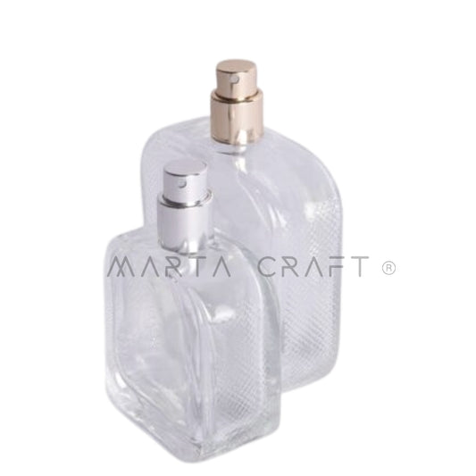 Frasco Vidro Transparente com rosca Válvula dourada. Sem tampa. /100 ml