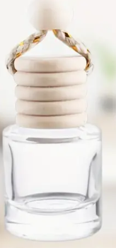 Frasco Vidro Transparente 8mL - Ambientador Carro Cilíndrico - Set 6 unidades + Tampa