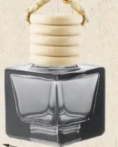 Frasco Vidro Preto Transparente 8mL - Ambientador Carro Quadrado - Set 6 unidades + Tampa