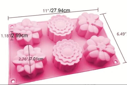 FC076MS - Molde de 6 buracos Sabão/Sabonetes Flores
