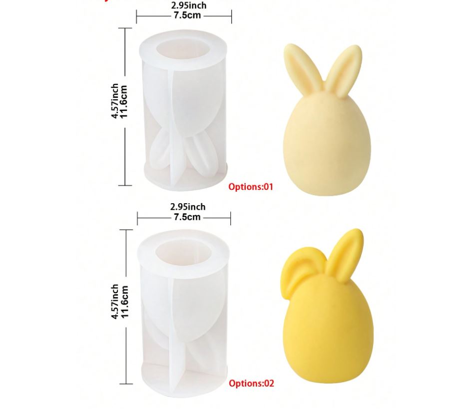 P003MS - Molde de silicone -  1 unidade Cabeça Coelho da Páscoa 2 modelos