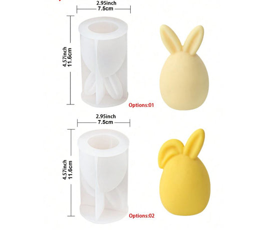 P003MS - Molde de silicone - 1 unidade Cabeça Coelho da Páscoa 2 modelos