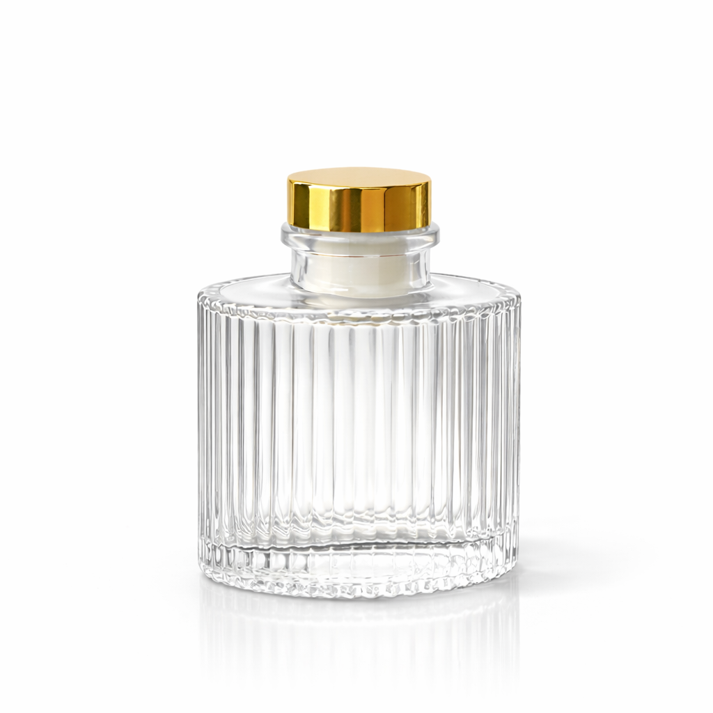 Frasco Difusor de Varetas em Vidro com Tampa Dourada 100/200 mL