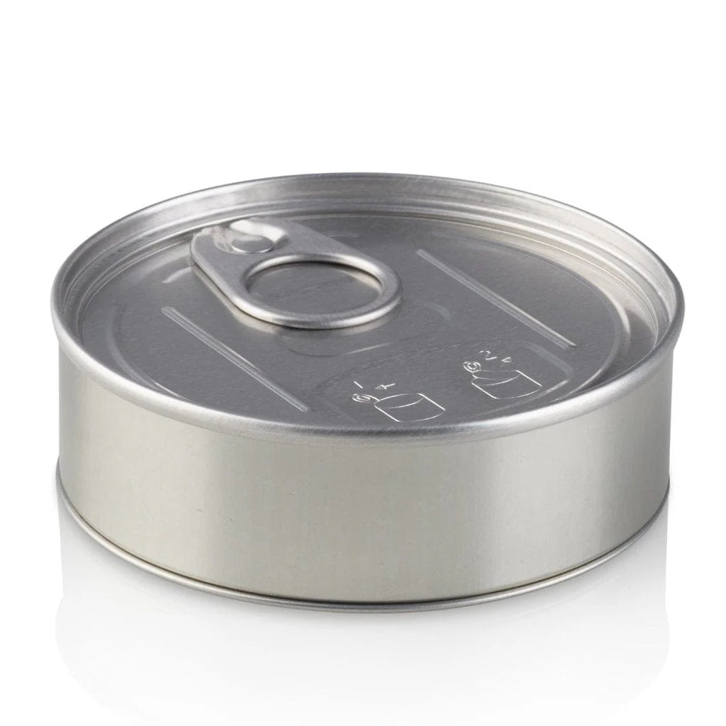 Lata redonda para conservas - Metal - Prata : 100 mL / 200 mL / 400 mL