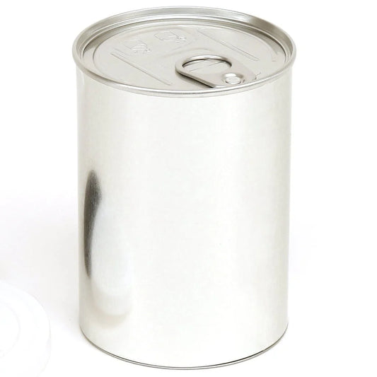 Lata redonda para conservas - Metal - Prata : 100 mL / 200 mL / 400 mL