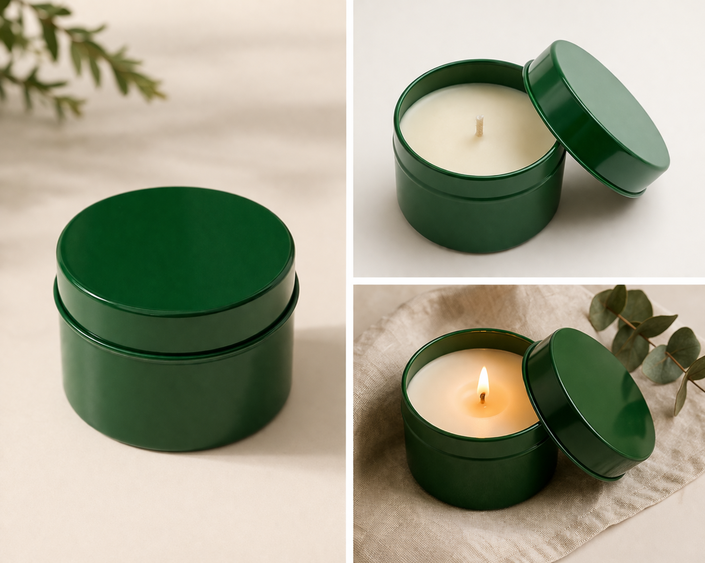 Lata para Vela Redonda 100ml verde