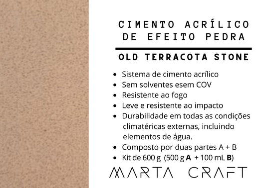 RV Cimento acrílico de efeito pedra - Resina Orgânica - OLD TERRACOTA - 600 GR