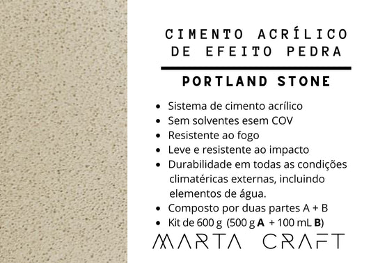 RV Cimento acrílico de efeito pedra - Resina Orgânica -  PORTLAND BASE - 600 GR