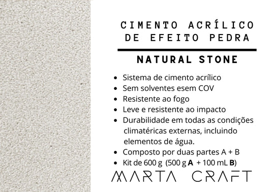 Cimento acrílico de efeito pedra - Resina Orgânica - NATURAL STONE- 600 GR