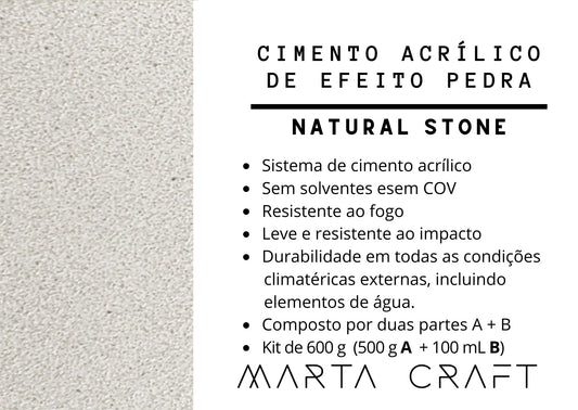 RV Cimento acrílico de efeito pedra - Resina Orgânica - NATURAL STONE- 600 GR