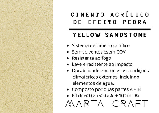 Cimento acrílico de efeito pedra - Resina Orgânica - YELLOW STONE - 600 GR