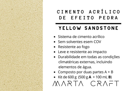 RV Cimento acrílico de efeito pedra - Resina Orgânica - YELLOW STONE - 600 GR