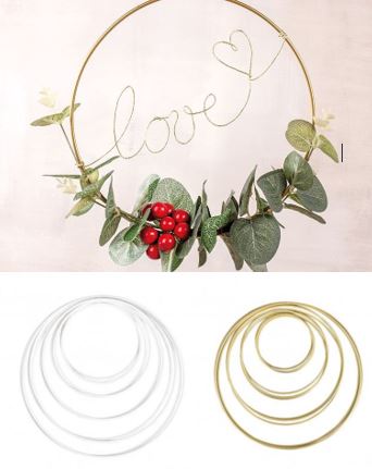 Aros Anéis de metal revestido a Branco / Dourado – 30 | 25 | 20 | 15 | 10 cm Caça Sonhos