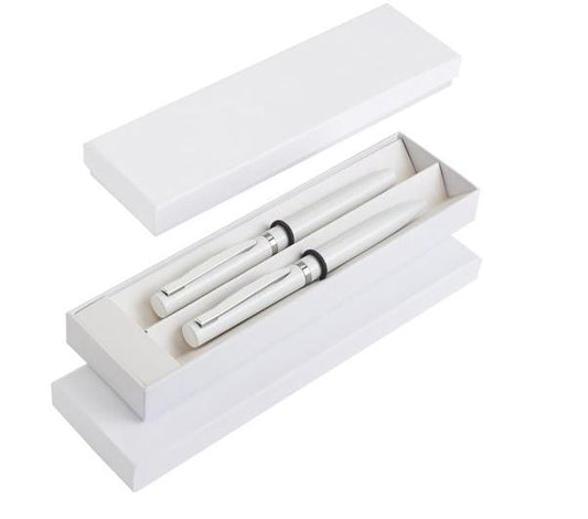 Conjunto de esferográfica e roller em metal, estojo de oferta