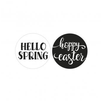 Carimbo para Sabonetes Gesso Ceramica Etiquetas Rótulos Hello Spring, hoppy easter, 3cm ø