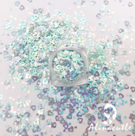 ALINA001– 3 g lantejoulas glitter estrelas Brancas – sombra rosto corpo unhas arte resina shaker