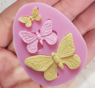 AN025MS - Animal Set 3 Pçs Borboleta - Molde de Silicone