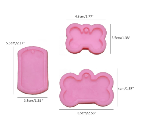AN037MS- Osso grande/ pequeno Medalha pingente Cão - Molde de Silicone