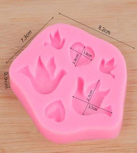 AN051MS - Molde de Silicone Coração & Pomba