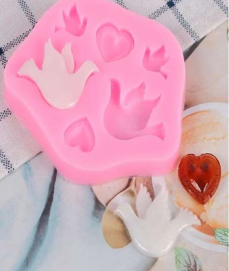 AN051MS - Molde de Silicone Coração & Pomba
