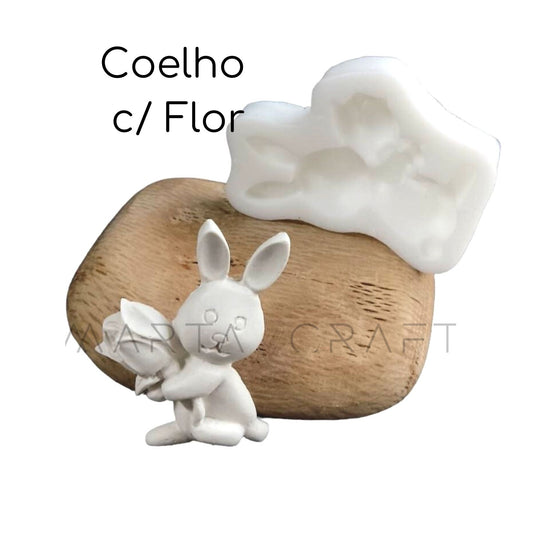 AN105MS- Coelho com flor -  Molde