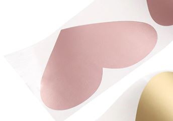 AT006- 10 pcs- 7 x 8 cm Raspe Adesivos Etiqueta Amor da Forma Do Coração XL- Dourado/ Rosa