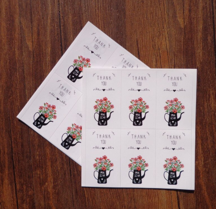 AT024 - Folha com 6 Autocolantes Thank You- 3.5x6 cm