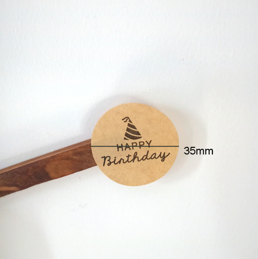 AT035 - 1 Folha com 10 ADESIVOS Rodada Feliz Aniversário selo etiqueta