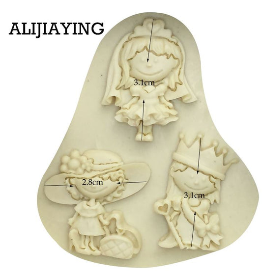 B006MS - Set 3 Menina + Noiva + Princesa - Molde de Silicone
