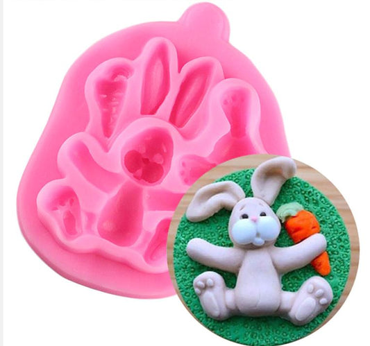 AN013MS -Coelho 3d silicone molde Biscuit