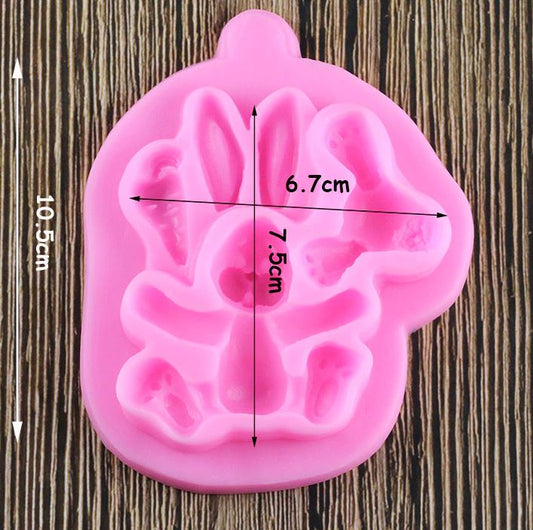 AN013MS -Coelho 3d silicone molde Biscuit