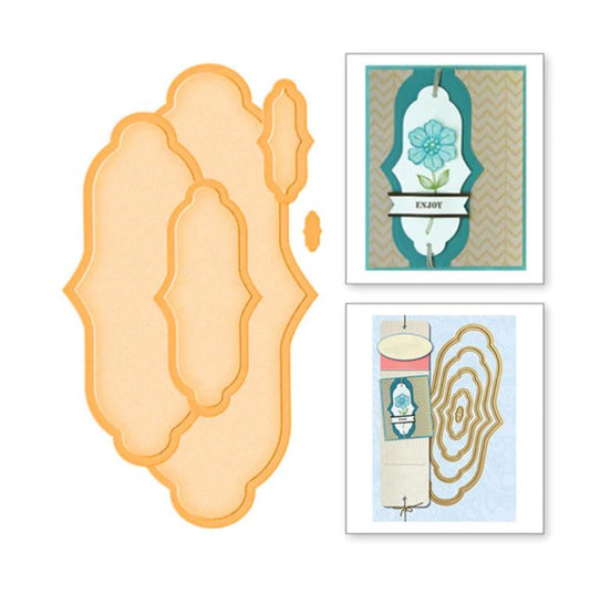 BS055 - 5Pçs Rótulos Escalopados - Metal Die Cut