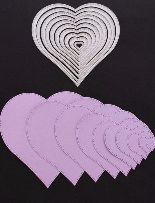 BS100 - 10 Pcs Escalopados Corações - Metal Die Cut