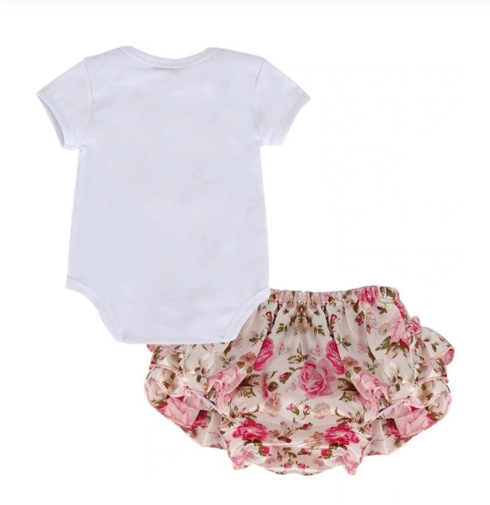 BTUTU003 – 6 Meses – Bebê recém-nascido meninas conjuntos de roupas 2 pçs algodão Coroa Princess