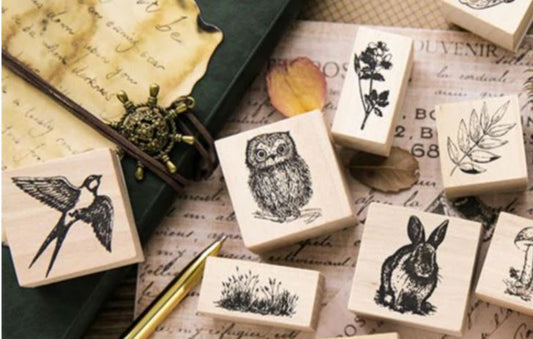 CAR023- Floresta série coruja, esquilo, coelho, andorinha borracha madeira se lo