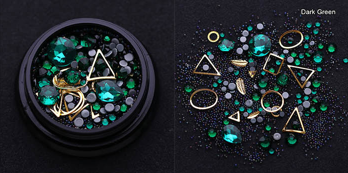 COMPL008 - Strass Cristal lantejoulas glitter unhas arte resina Epóxi - Verde