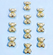 COMPL030 - 10 peças Decoração de unhas Urso Ouro