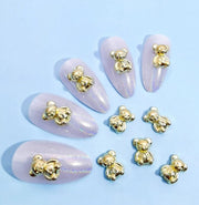 COMPL030 - 10 peças Decoração de unhas Urso Ouro