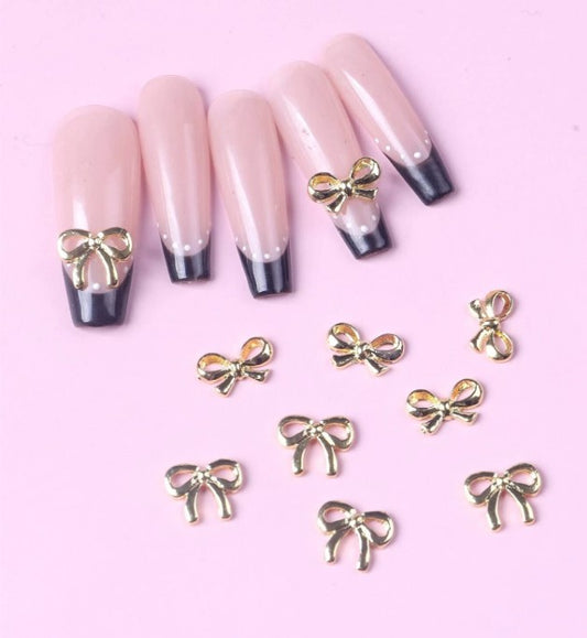 COMPL033 - 10 peças Decoração de unhas forma laço Ouro