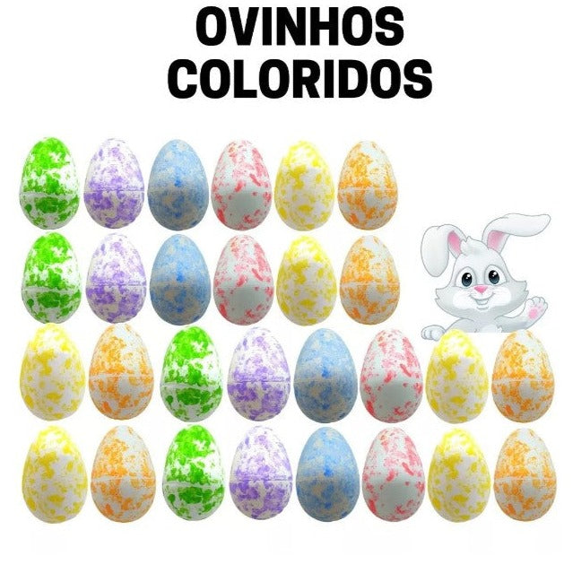 30 Ovos de Isopor Coloridos 15 x 18 mm