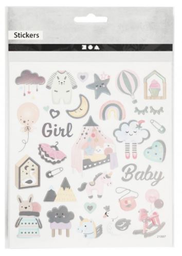 Creativ 28884, Etiquetas, folha 15x16,5 cm, 32 pc, menina, 1 folha