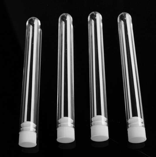 EMB004 – 6 Unidades  – Tubos de Ensaio de Plástico Transparente – Tubo de Teste do Laboratório da Escola – Suprimentos – 15 x 100 mm