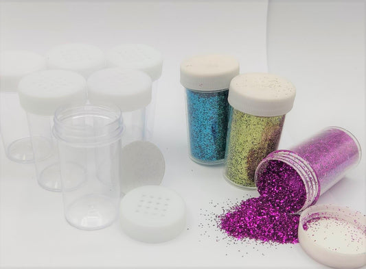 Frasco transparente plástico 30ML para pó de glitter - 6 Unid