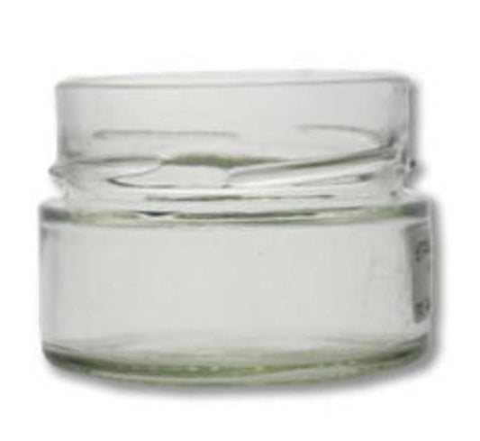 Boião Vidro DELUXE 265 ml Boca Larga + Tampa Alta Prateada