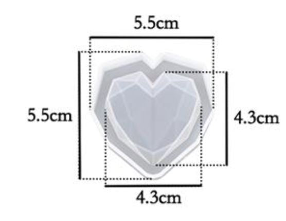EP001MS - Coração Forma Geométrica - Molde Epóxi